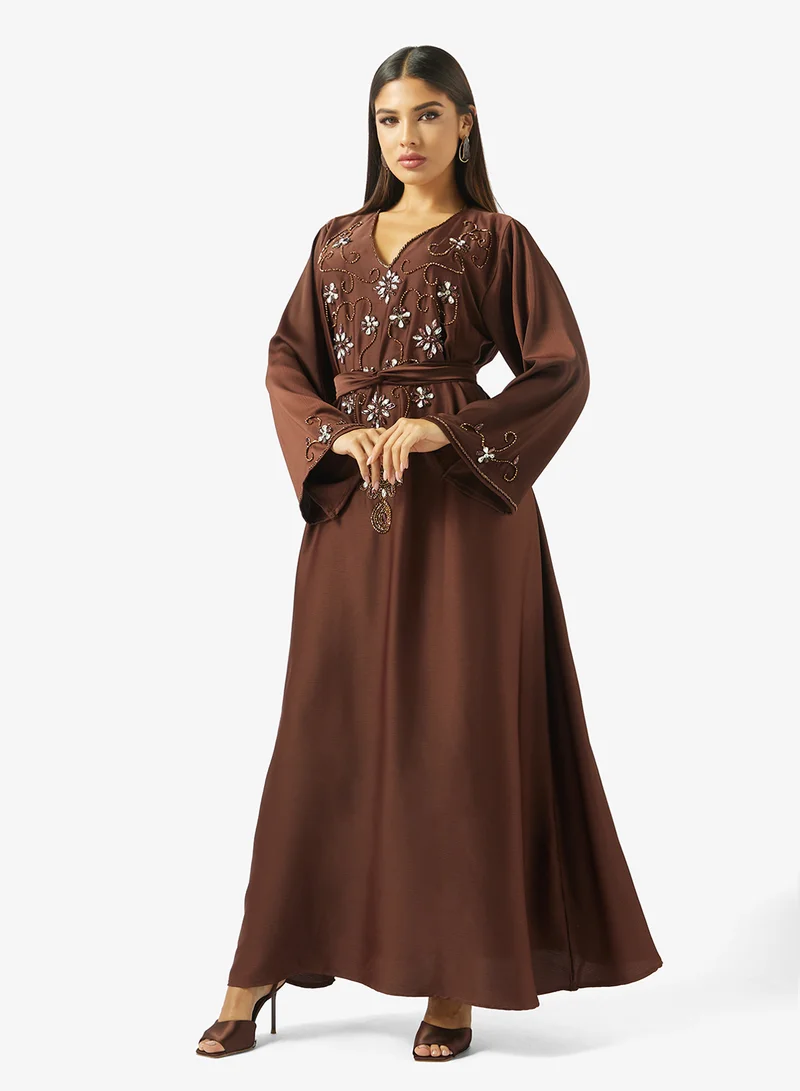 hayas closet  Embellished Belted Jalabiya for Women | Best Price UAE